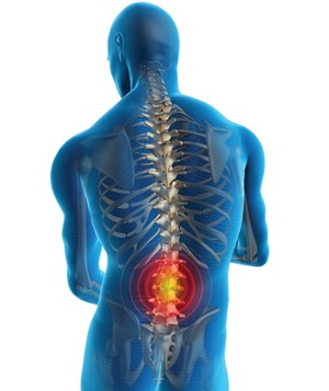 Human back with a visible pain